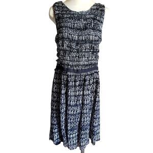 Anthropologie Swiss Dots Dress Womens Size L Black White Mini Shift Sleeveless